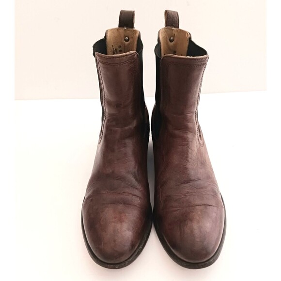 FRYE Erin Chelsea Boots Brown Leather Blk Goring  Block Heel 4001 Sz 8B Mexico - Picture 2 of 14
